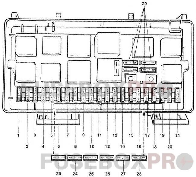 audi 100 and audi 200 c3 1989 1991 engine compartment fuse box