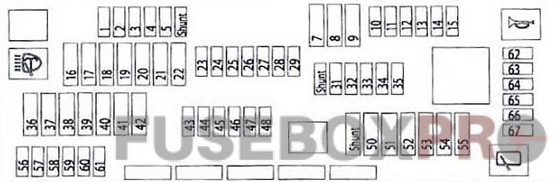 Instrument panel fuse box diagram: BMW 7-Series (2009, 2010, 2011, 2012, 2013, 2014, 2015, 2016)