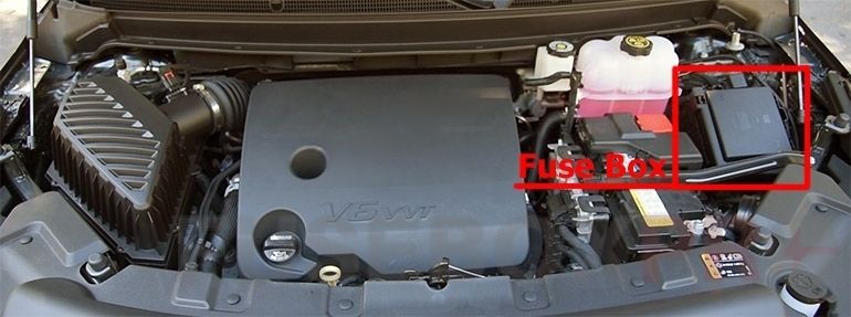 buick enclave 2018 2021 engine compartment fuse box location