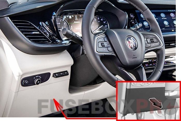 The location of the fuses in the passenger compartment: Buick Envision (2021, 2022)