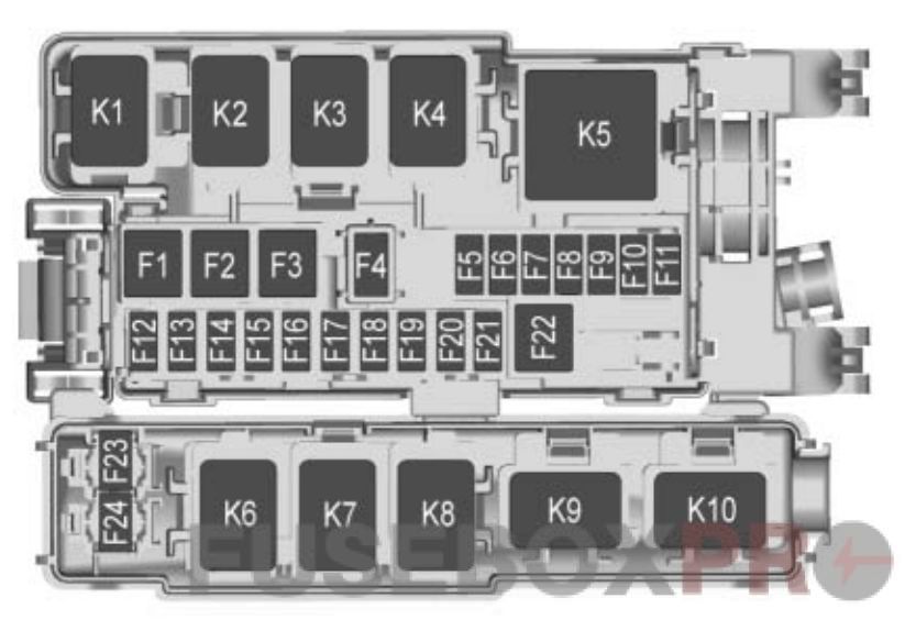 Trunk fuse box diagram: Buick Envision (2016, 2017, 2018, 2019-..)