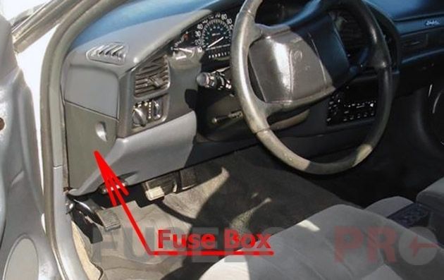 The location of the fuses in the passenger compartment: Buick Skylark (1996, 1997, 1998)