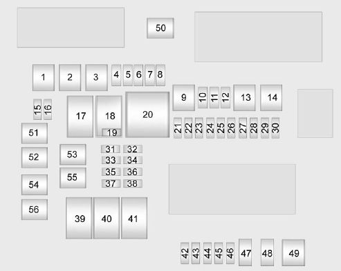 Trunk fuse box diagram: Cadillac ATS (2016, 2017)