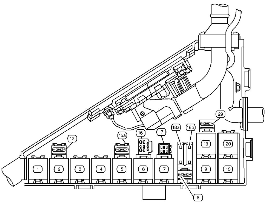 Under-hood fuse box diagram: Cadillac Catera (2000, 2001)