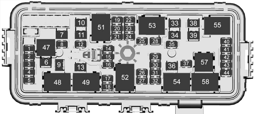 Under-hood fuse box diagram: Cadillac CT4 (2020, 2021)