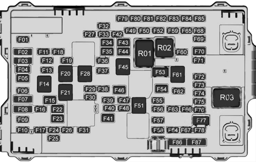 Trunk fuse box diagram (With Super Cruise): Cadillac CT6