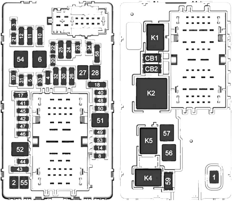 Instrument panel fuse box diagram: Cadillac Escalade (2021, 2022)