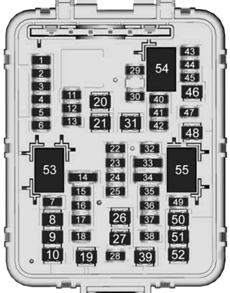 Trunk fuse box diagram: Cadillac Escalade (2021, 2022)