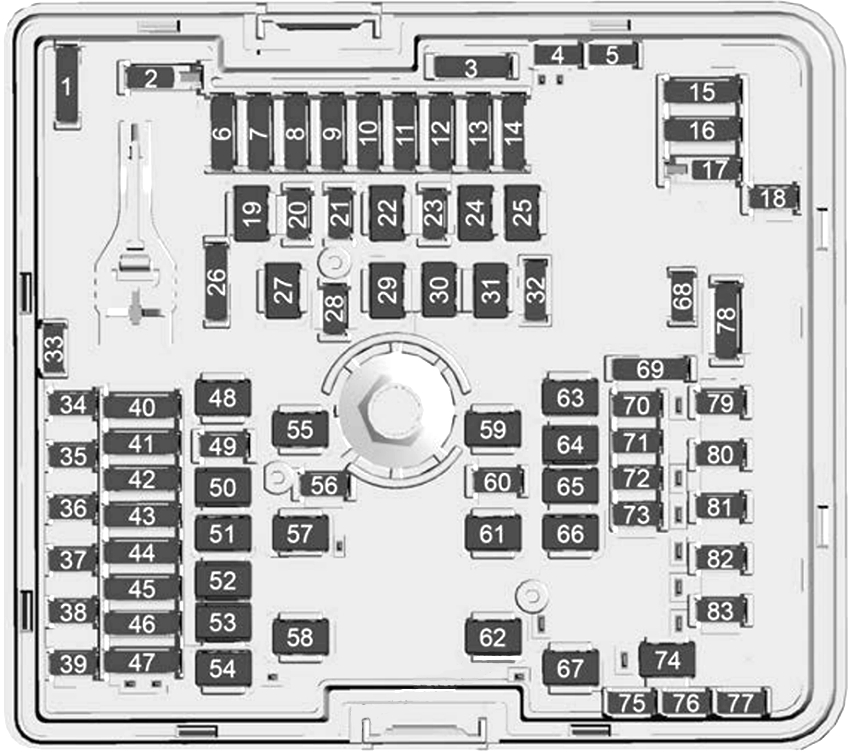 Under-hood fuse box diagram: Cadillac Lyriq (2023, 2024...)