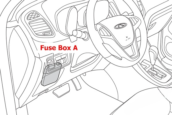 Location of the Fuse Box A in the passenger compartment: Chery Tiggo 5 (2013, 2014, 2015)