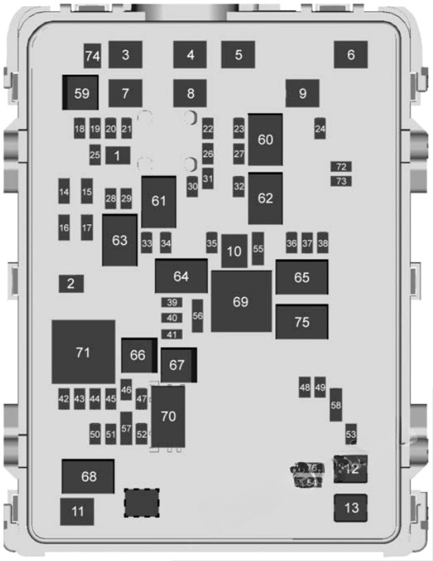 Under-hood fuse box diagram: Chevrolet Silverado (2017, 2018)