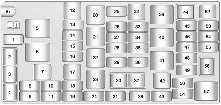 Under-hood fuse box diagram: Chevrolet Spark (2010, 2011, 2012, 2013, 2014, 2015)