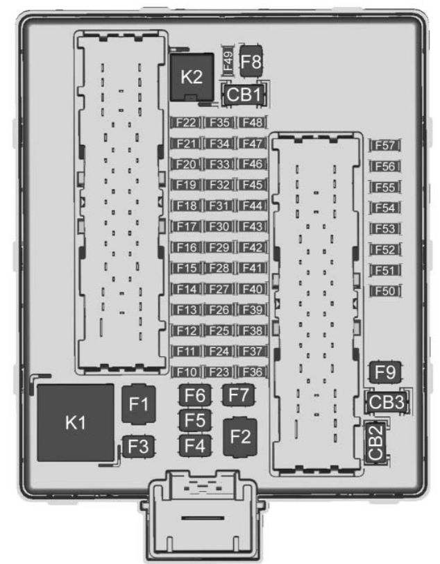 Trunk fuse box diagram: Chevrolet Traverse (2018, 2019)