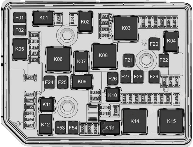 Under-hood fuse box diagram: Chevrolet Volt (2016, 2017, 2018, 2019)