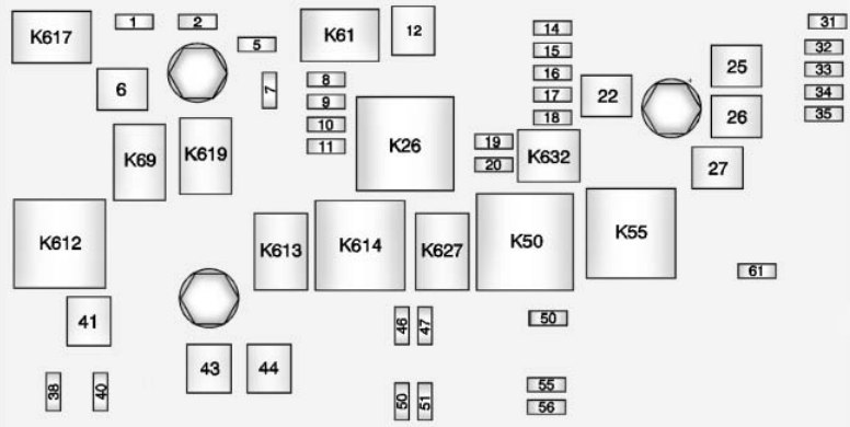 Under-hood fuse box diagram: Chevrolet Camaro (2010, 2011)