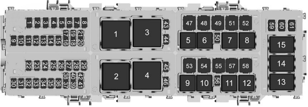 Rear compartment fuse box diagram: Chevrolet Corvette (2020, 2021, 2022..)