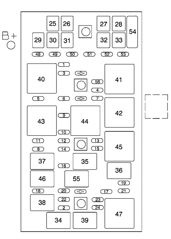 Under-hood fuse box diagram: Chevrolet Corvette (2009, 2010)