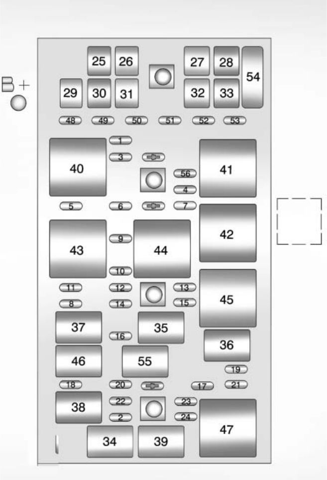 Under-hood fuse box diagram: Chevrolet Corvette (2011, 2012, 2013)