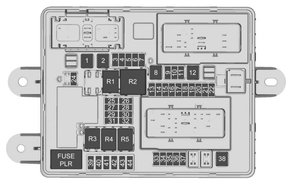 Trunk fuse box diagram: Chevrolet Corvette (2017, 2018)