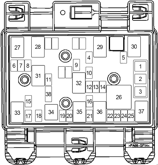 Trunk fuse box diagram: Chevrolet Malibu (2004, 2005, 2006, 2007)