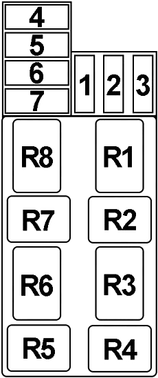 Chrysler Conquest – 1983 – 1989 – fuse box diagram – engine compartment