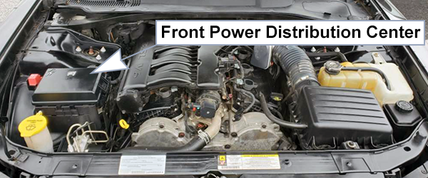 Dodge Charger (LX; 2008-2010): Engine compartment fuse box location