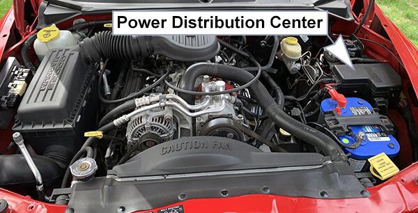 dodge dakota (1997-2000): engine compartment fuse box location