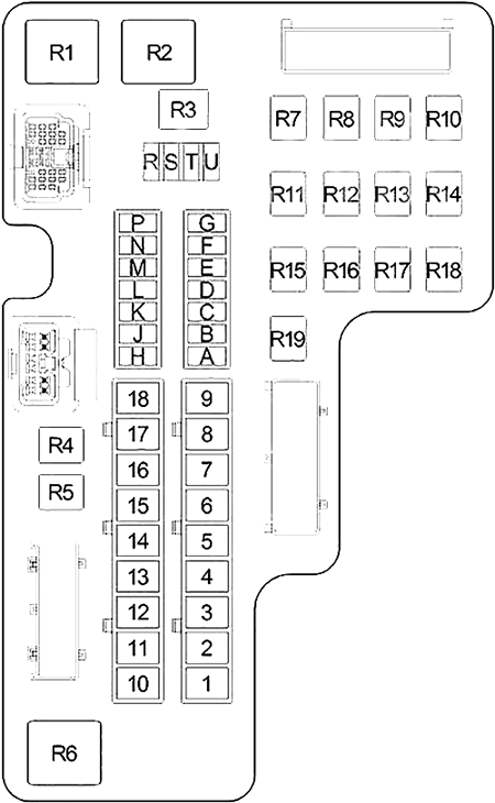 Dodge Dakota (2001-2004): Engine compartment fuse box diagram