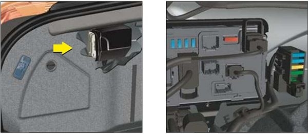 The location of the fuses in the trunk: Citroën C6 (2007, 2008, 2009, 2010, 2011, 2012)