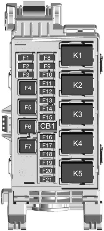 Buick Encore GX (2024-2025): Rear compartment fuse box diagram