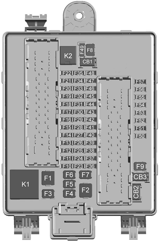 Cadillac XT5 (2020): Rear compartment fuse box diagram 