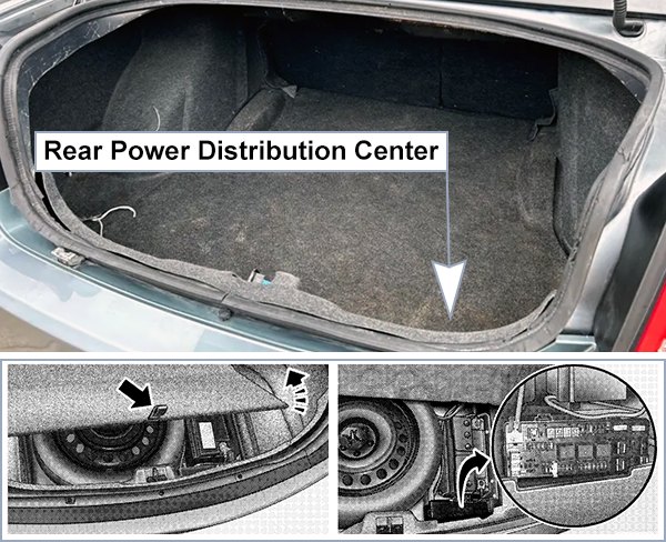 Dodge Charger (LX; 2006-2007): Load compartment fuse box location