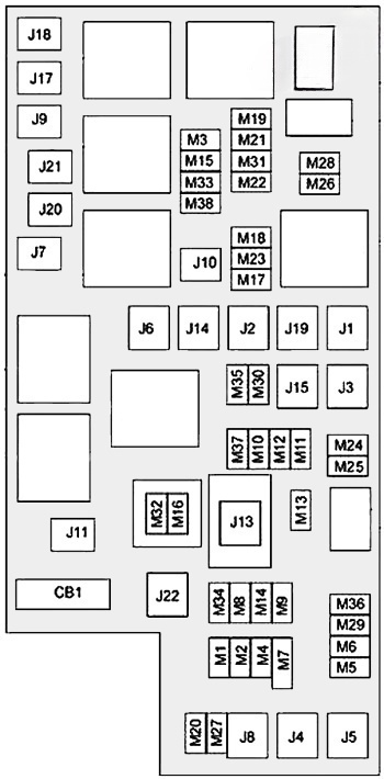 Under-hood fuse box diagram: Ram Cargo Van / C/V Tradesman (2012, 2013, 2014, 2015)