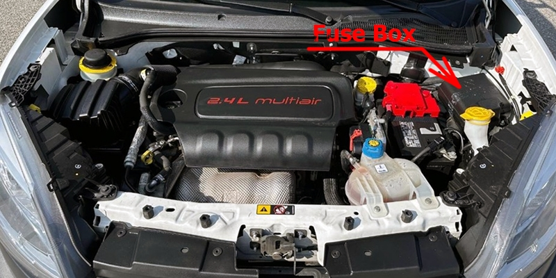 Location of the fuses in the engine compartment: Ram ProMaster City (2019-2022)