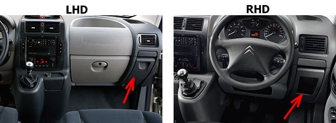 The location of the fuses in the passenger compartment: Citroen Jumpy (2008-2016)