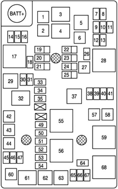 chevrolet aveo (2012): engine compartment fuse box diagram (diesel)