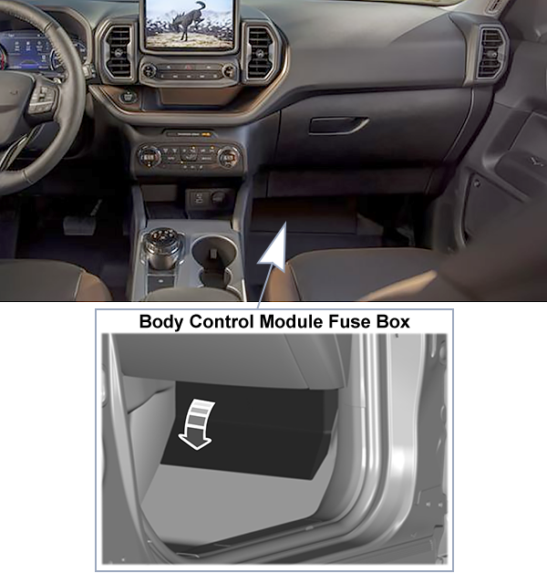 Ford Bronco (U725; 2021): Passenger compartment fuse panel location