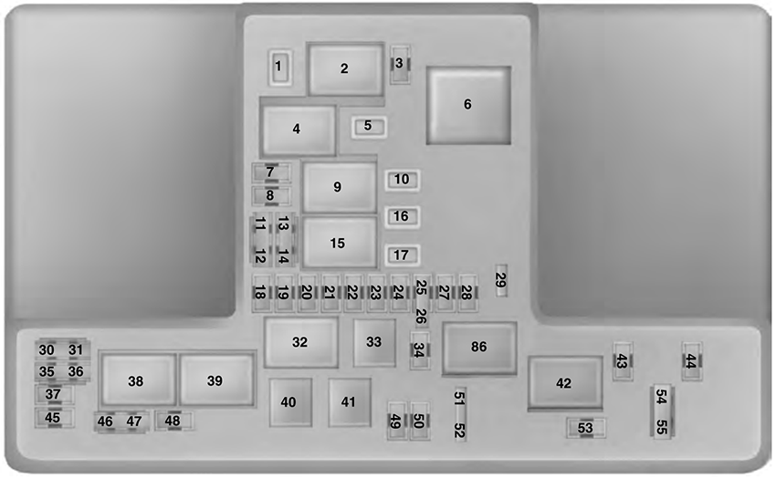 Ford Edge (CD539; 2019): Engine compartment fuse box diagram