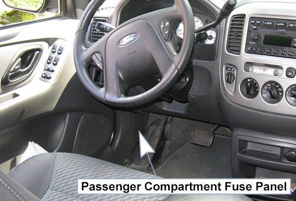 Ford Escape (2001-2004): Passenger compartment fuse panel location