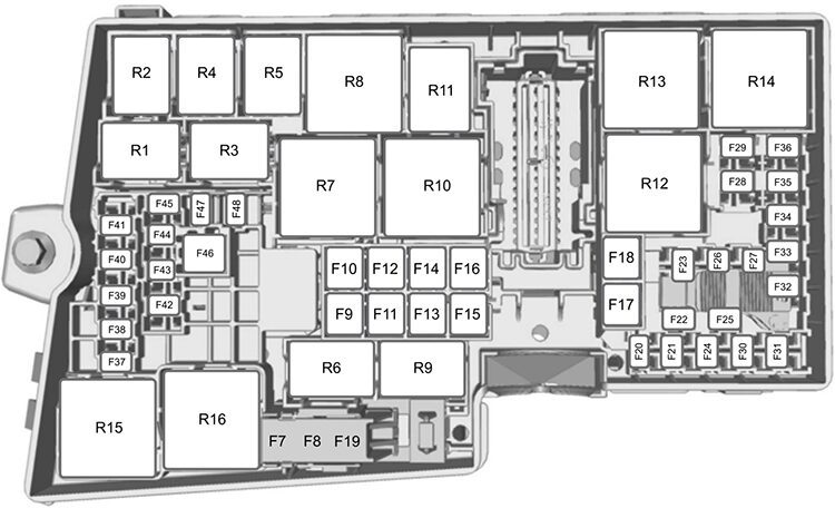 Ford Escape (2013): Engine compartment fuse box diagram