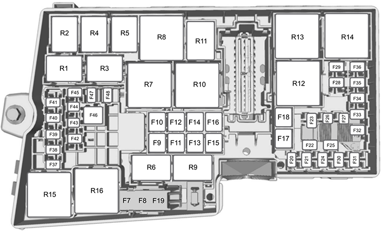 Ford Escape (2013): Engine compartment fuse box diagram