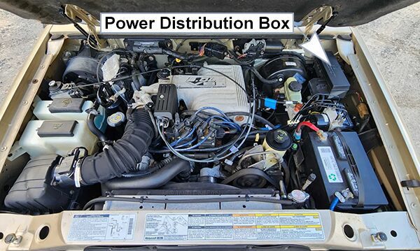 ford explorer (un105/150; 1998-2001): engine compartment fuse box location