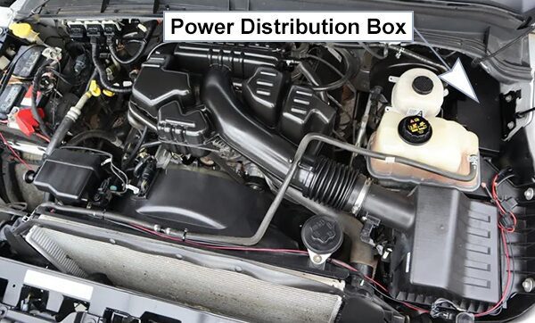 ford f-250 / f-350 / f-450 / f-550 (2011-2016): engine compartment fuse box location