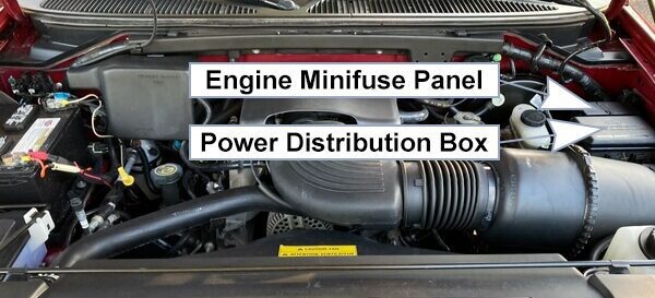 ford f-250 light duty (1997): engine compartment fuse box location