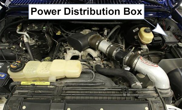 ford f-250 light duty (1998-1999): power distribution box location