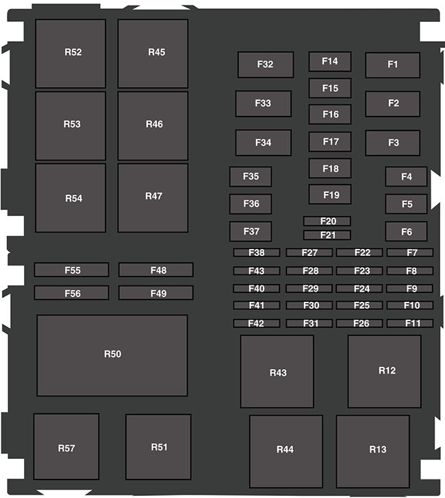 ford fiesta (2016): engine compartment fuse box diagram