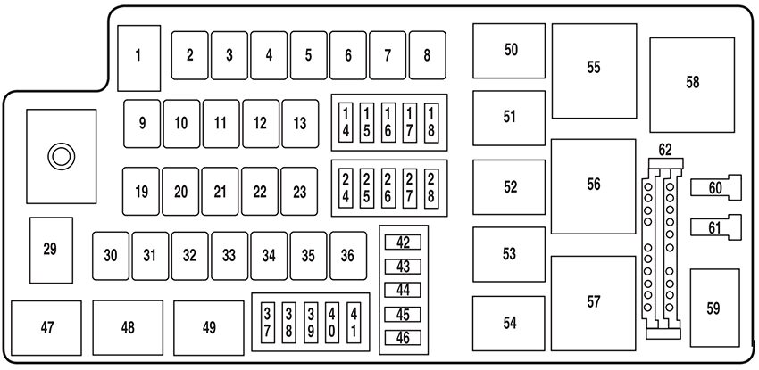 ford five hundred (2005): engine compartment fuse box diagram