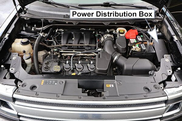 ford flex (2013-2019): engine compartment fuse box location