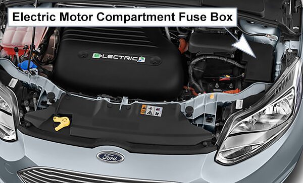 ford focus electric (eu) (2013-2017): under-hood compartment fuse box location