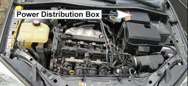 ford focus (us) (2005-2007): engine compartment fuse box location